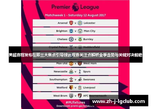 英超赛程发布在即三大焦点引导球迷观赛关注点解析全季走势与关键对决前瞻 英超赛程发布在即三大焦点引导球迷观赛关注点解析全季走势与关键对决前瞻